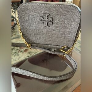 Pebbled leather grey crossbody McGraw Tory Burch bag